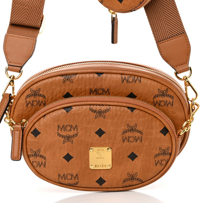 MCM Visetos Small Aren Multifunction Crossbody Pouch Cognac 9 of 12