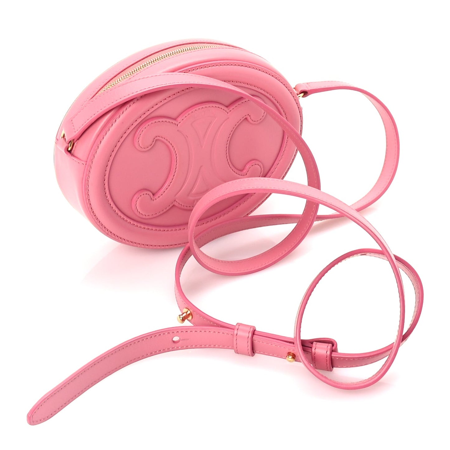 Smooth Calfskin Cuir Small Triomphe Oval Crossbody Purse  Pink