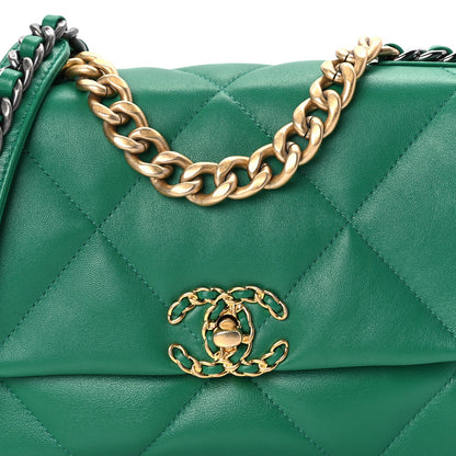 Chanel Lambskin Quilted Medium 19 Flap  Green 7 of 9
