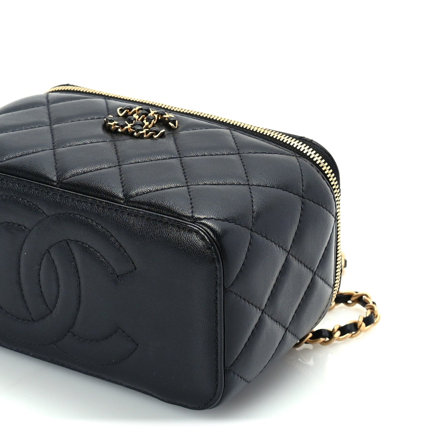 Lambskin Quilted 19 Pick Me Up Vanity Case  Black