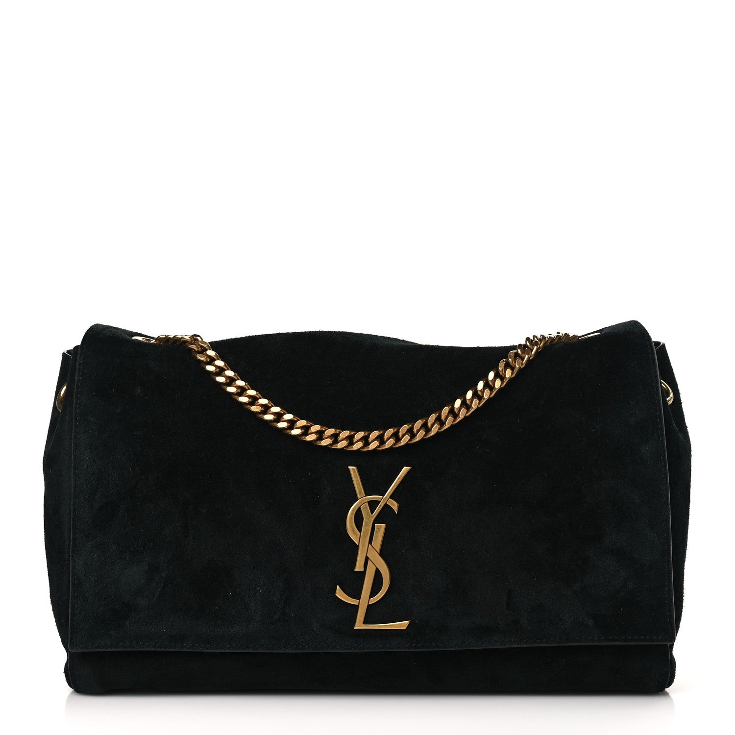 Saint Laurent Smooth Calfskin Suede Medium Reversible Monogram Kate Satchel Black 1 of 14
