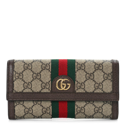 Gucci GG Supreme Monogram Web Ophidia Continental Wallet Brown 1 of 10