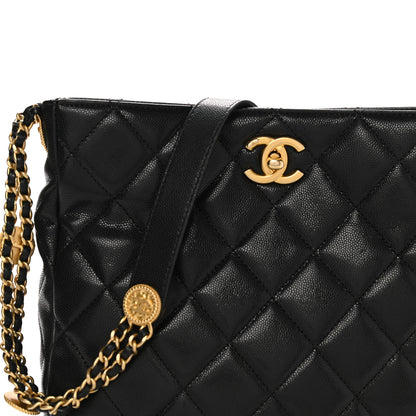 Chanel Caviar Quilted Twist Your Buttons Hobo Black 8 of 11