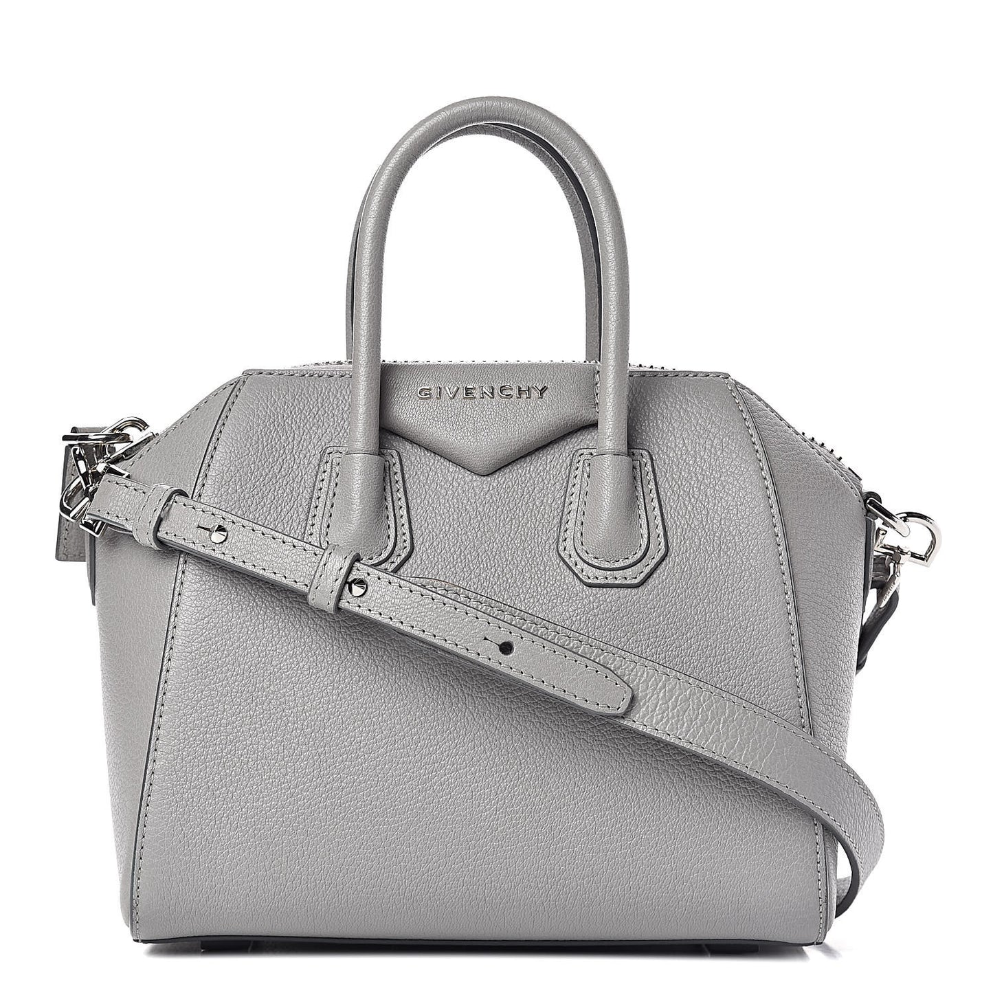 Sugar Goatskin Mini Antigona Pearl Grey