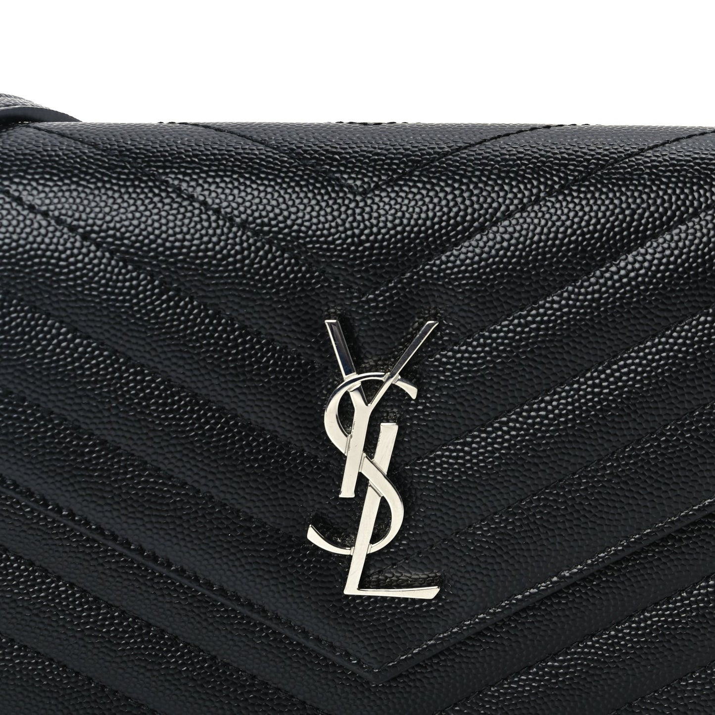 Grain De Poudre Matelasse Chevron Monogram Envelope Chain Wallet  Black