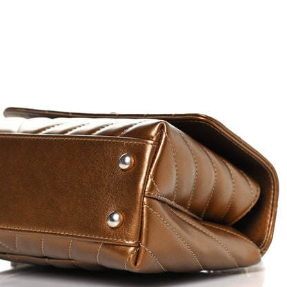 Chanel Metallic Calfskin Chevron Quilted Mini Coco Handle Flap Gold 6 of 12