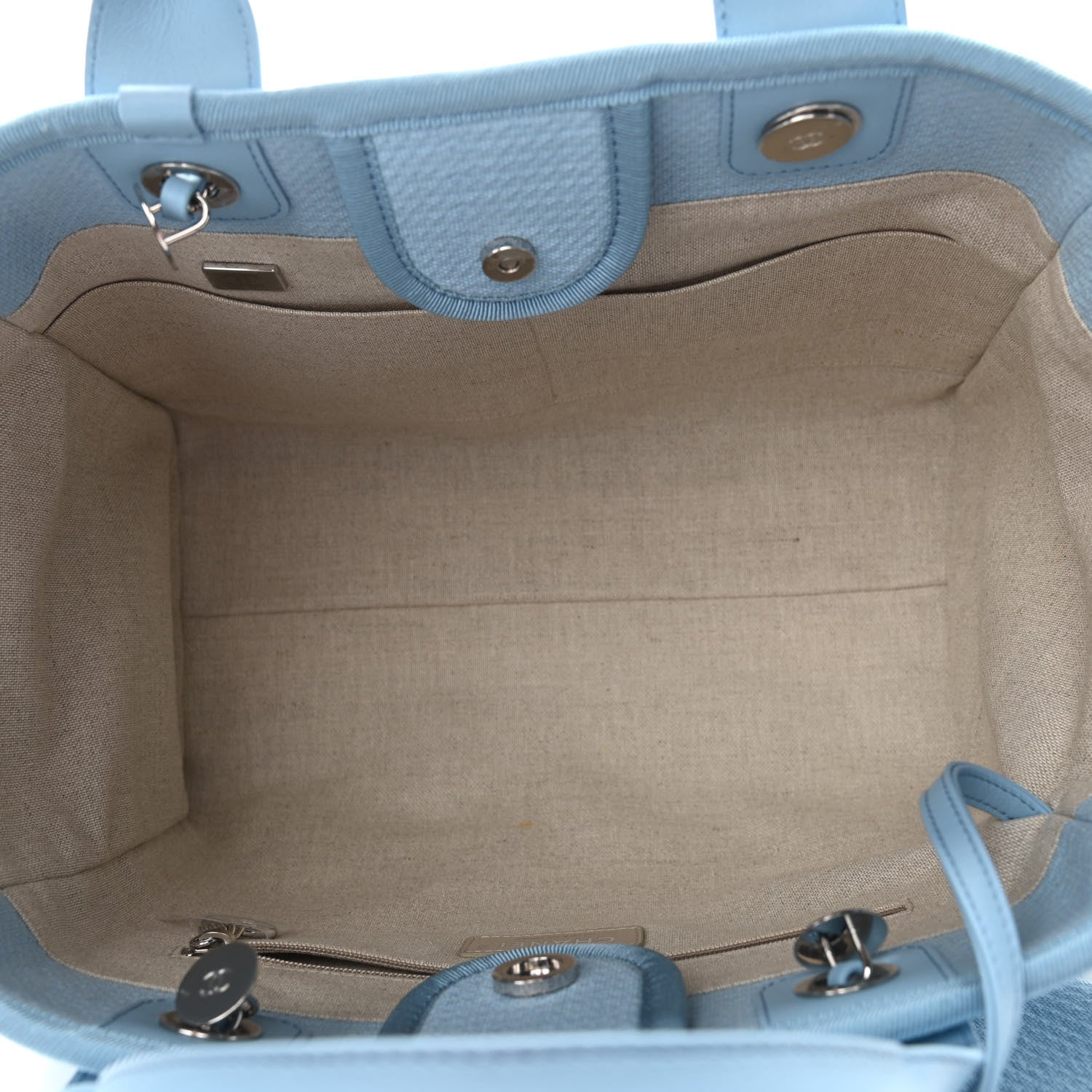 Chanel Mixed Fibers Small Deauville Tote Light Blue 6 of 11