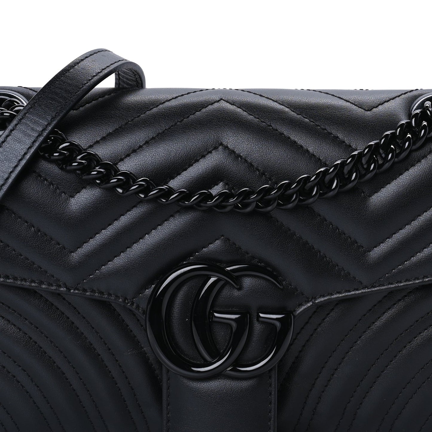 Calfskin Matelasse Monochrome Small GG Marmont Shoulder Bag Black