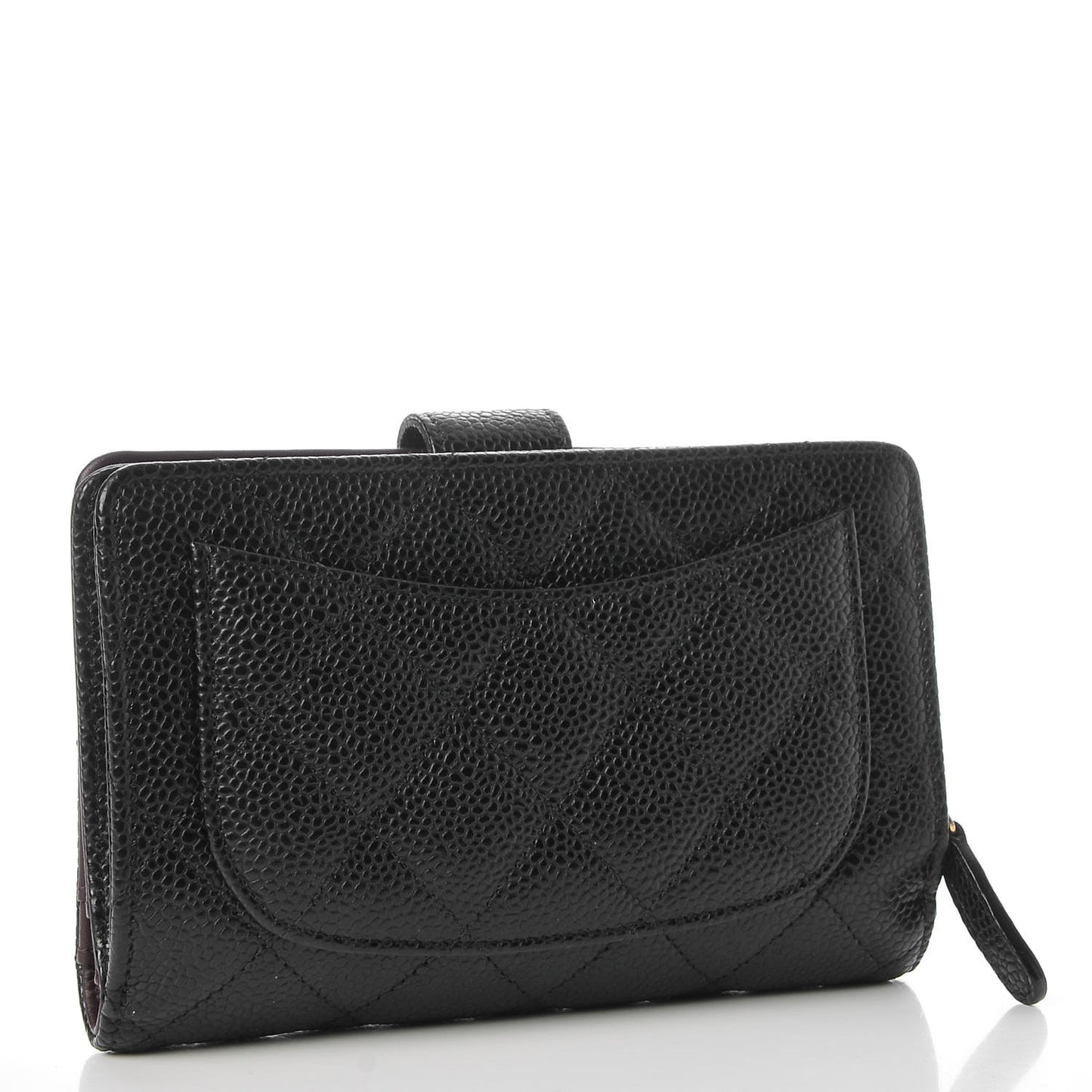 Caviar Quilted Zipped Pocket Wallet Black