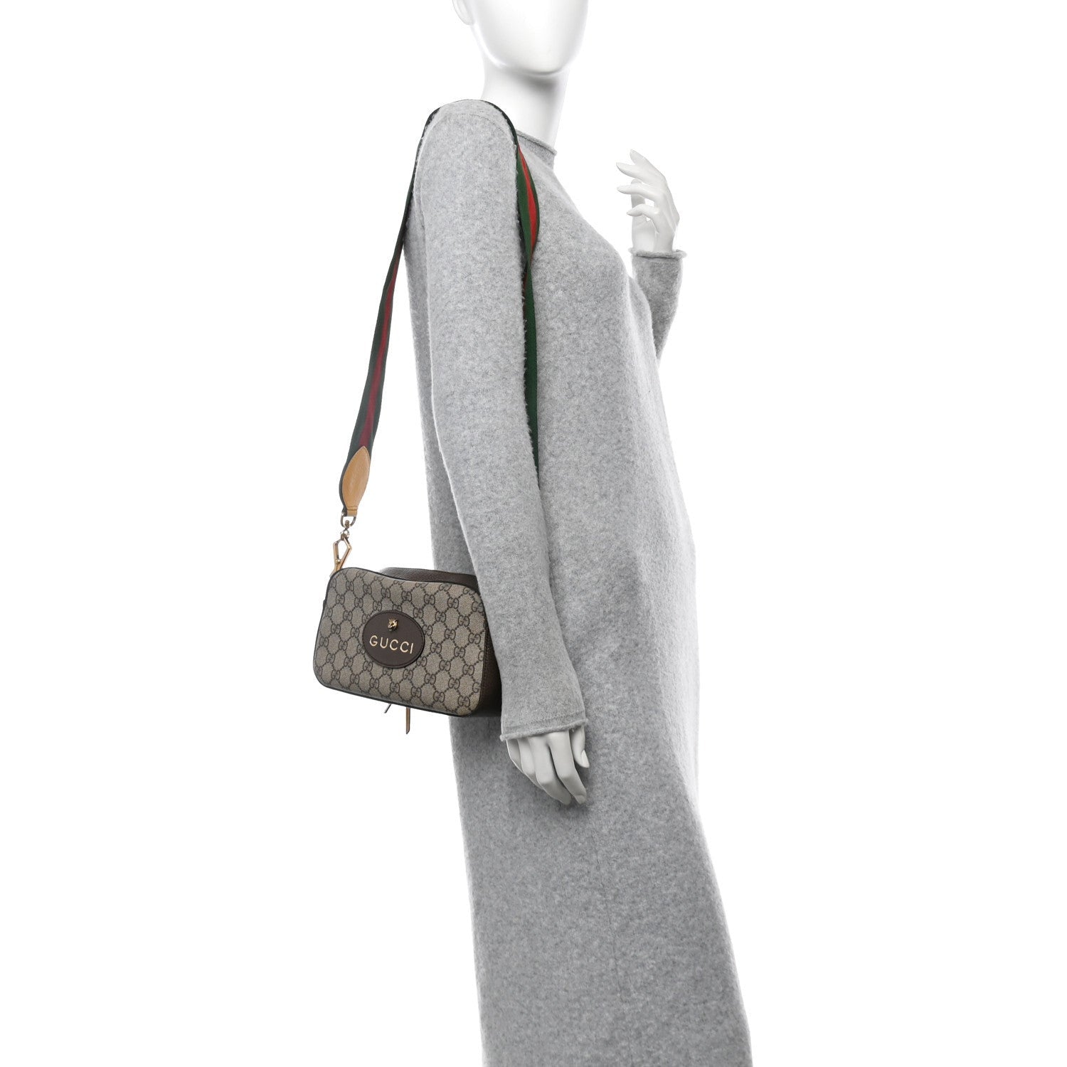 Gucci GG Supreme Monogram Web Neo Vintage Shoulder Bag Beige New Acero Crop 2 of 7