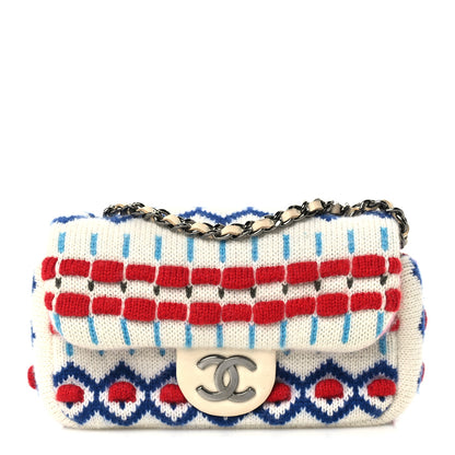 Chanel Cashmere Knit Extra Mini Single Flap White Multicolor 1 of 9