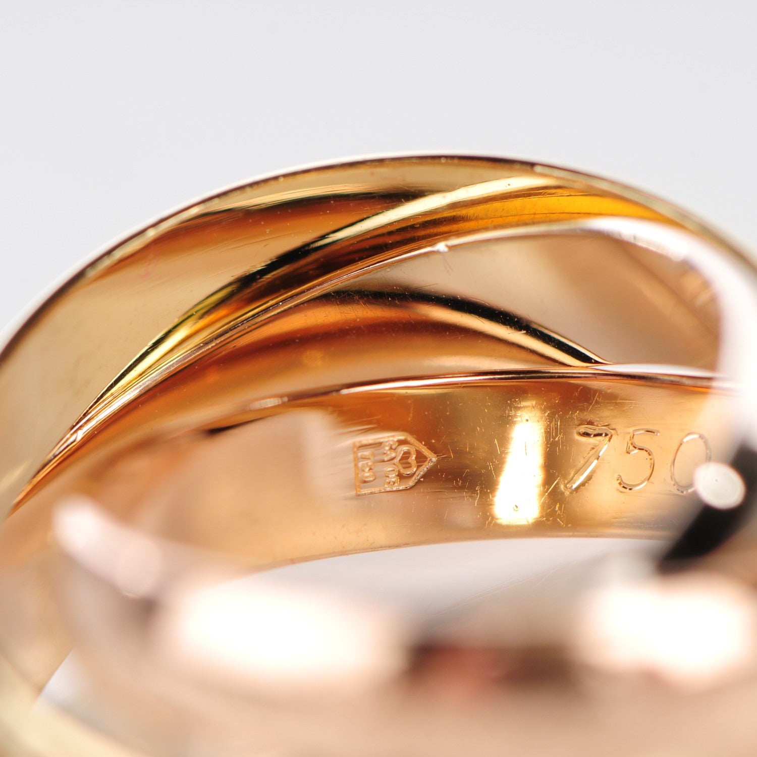 Cartier 18K Pink Yellow White Gold Classic Trinity Ring 48 4.5 8 of 8