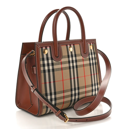 Burberry Calfskin Vintage Check Mini Two Handle Title Bag Archive Beige 3 of 9