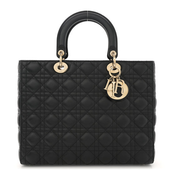 Lambskin Cannage Large Lady Dior Black