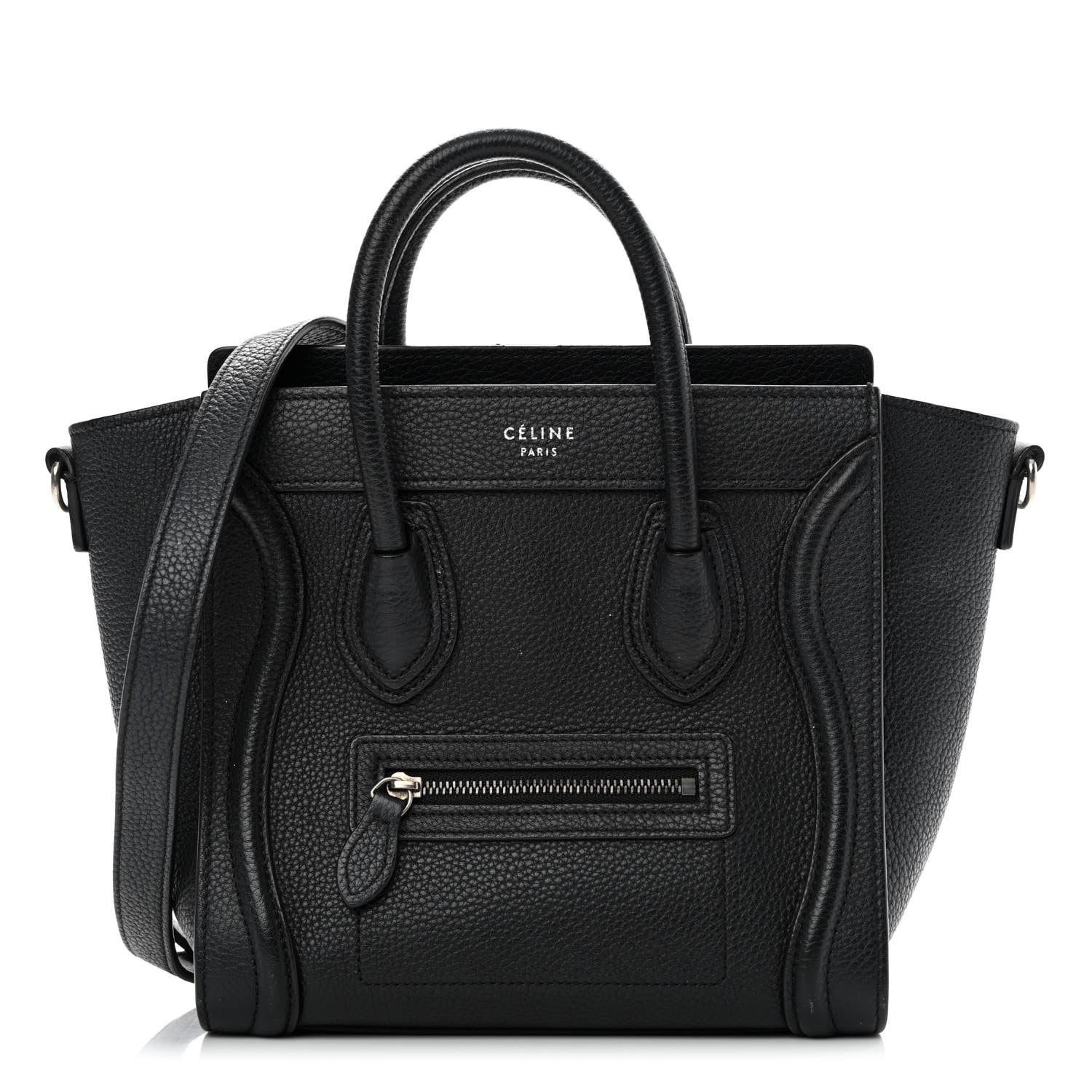 Celine Drummed Calfskin Nano Luggage Black 1 of 18
