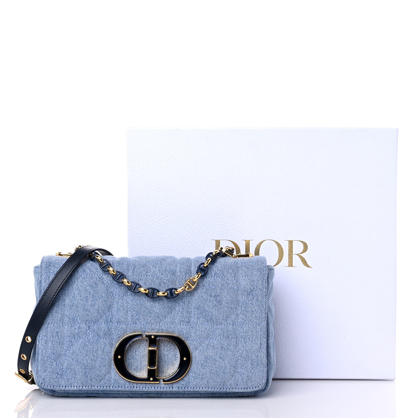 Denim Macrocannage Medium Caro Bag Blue