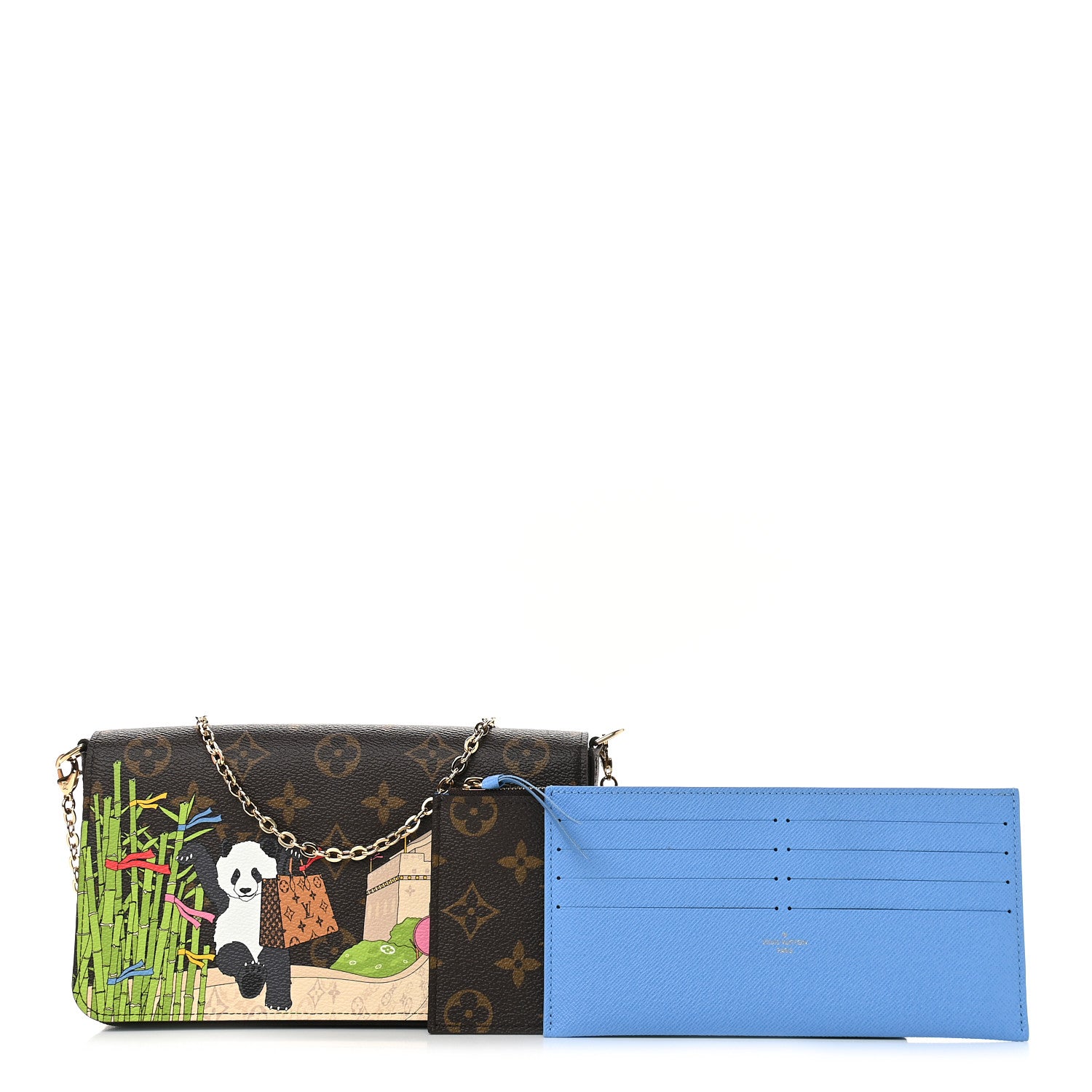 Louis Vuitton Monogram 2021 Christmas Animation China Wall Pochette Felicie Chain Wallet Myosotis Blue 1 of 9