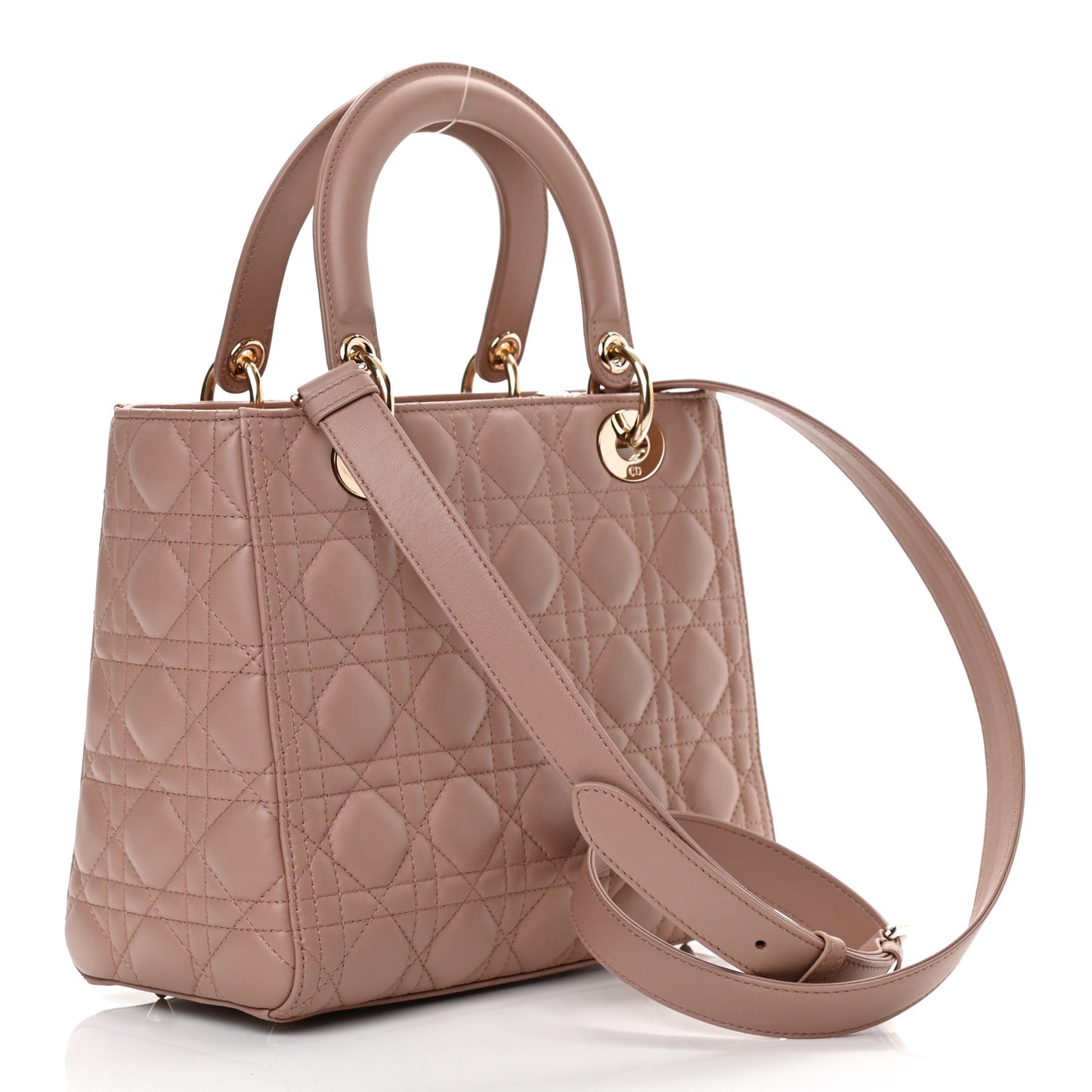 Lambskin Cannage Medium Lady Dior Bois de Rose