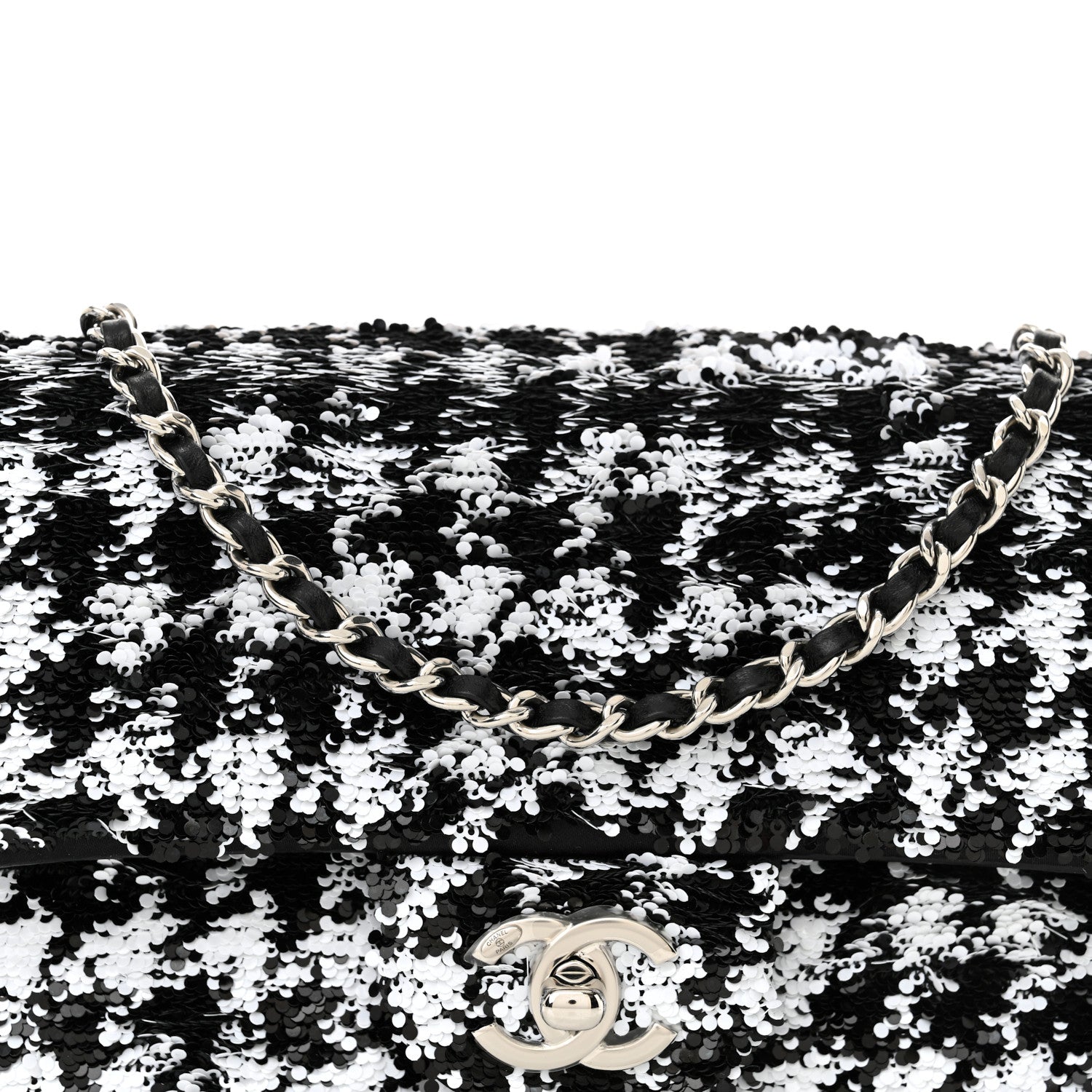 Chanel Sequin Houndstooth Small Flap Black White 8 of 11