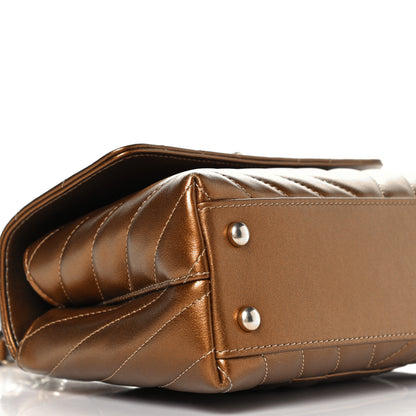 Chanel Metallic Calfskin Chevron Quilted Mini Coco Handle Flap Gold 5 of 12