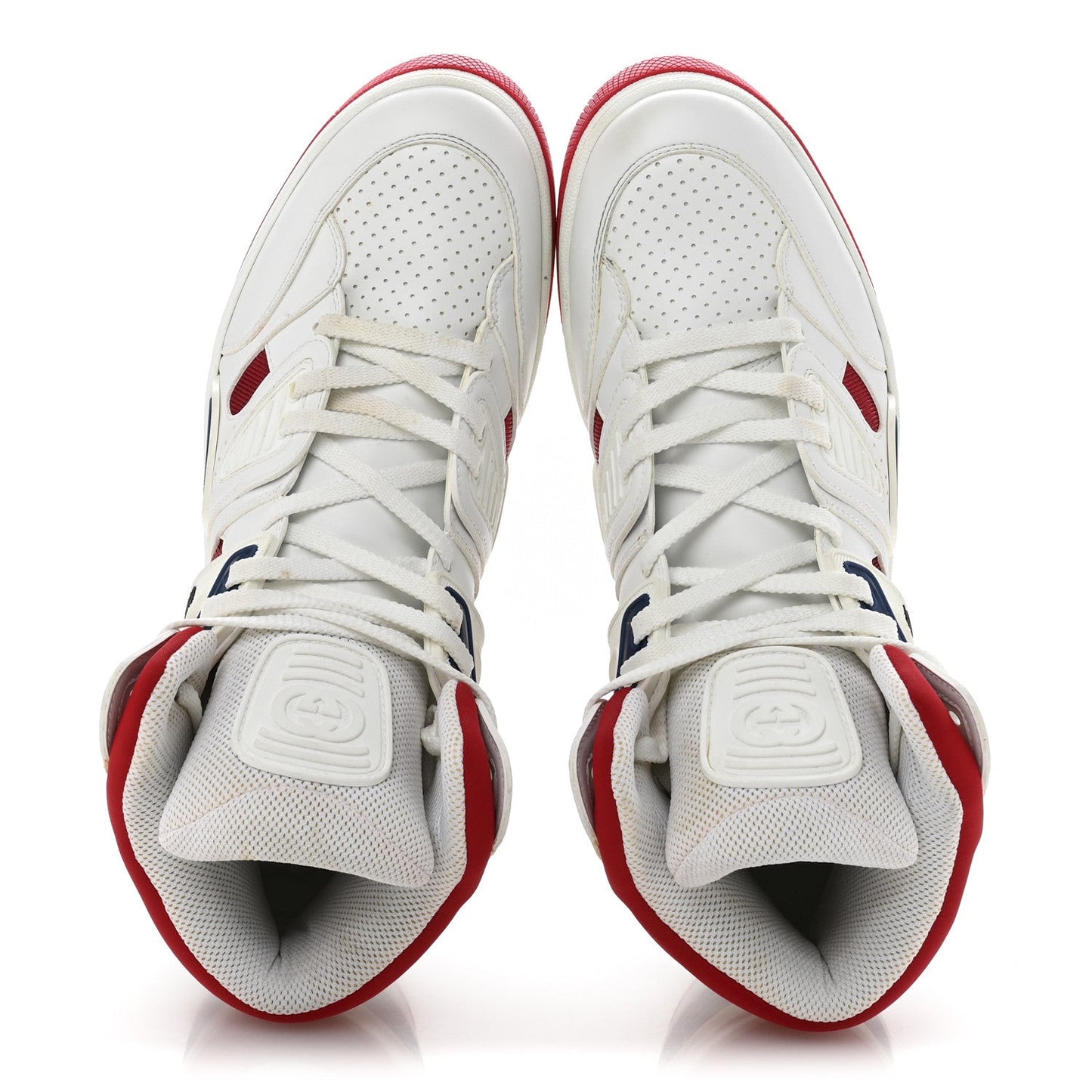 Demetra GG Supreme Monogram Mens Basket High Top Sneakers 11 Great White Red Blue