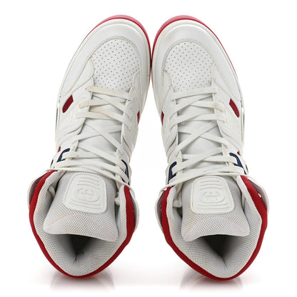 Gucci Demetra GG Supreme Monogram Mens Basket High Top Sneakers 11 Great White Red Blue 2 of 7
