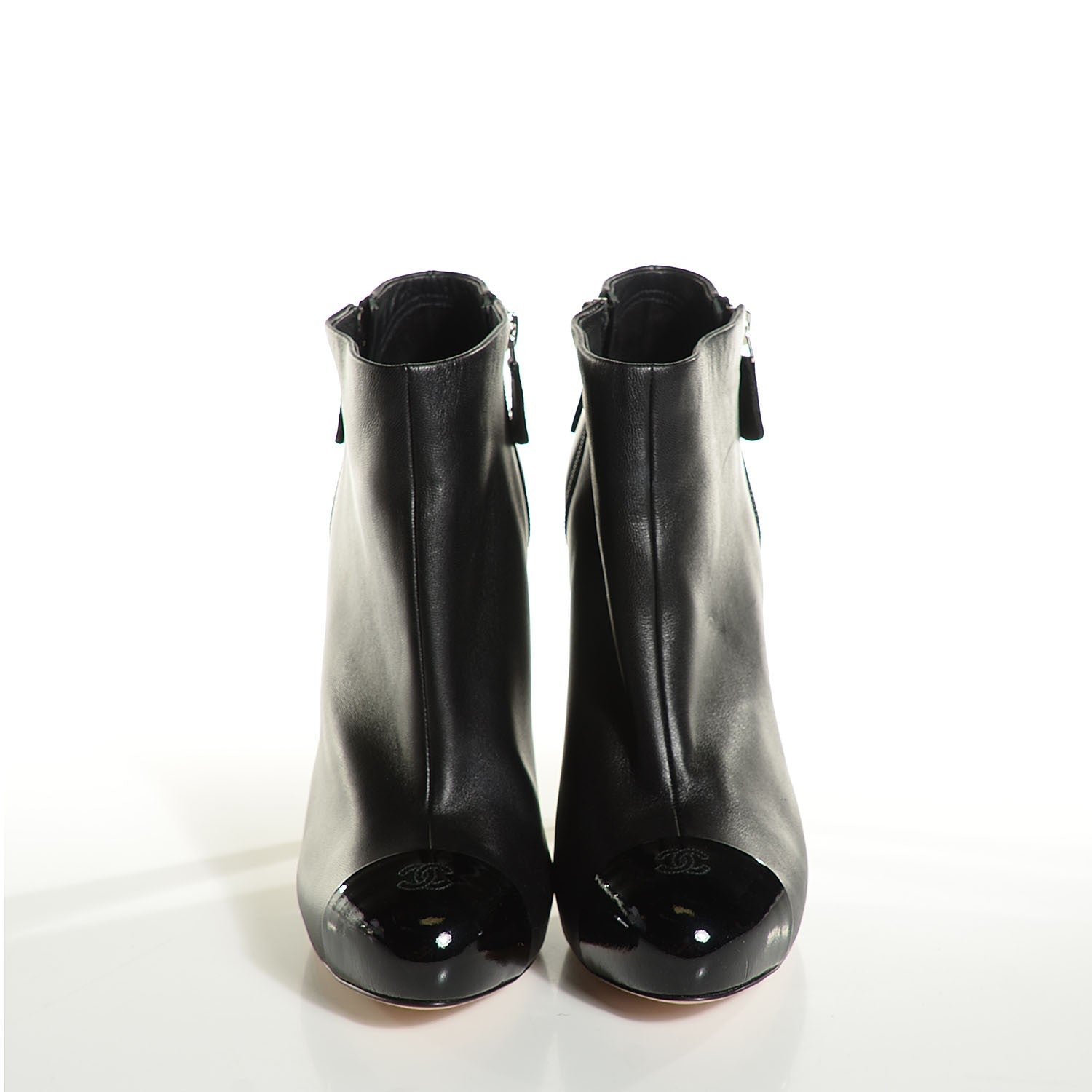 Chanel Lambskin CC Cap Toe Ankle Boots 40.5 Black 2 of 8