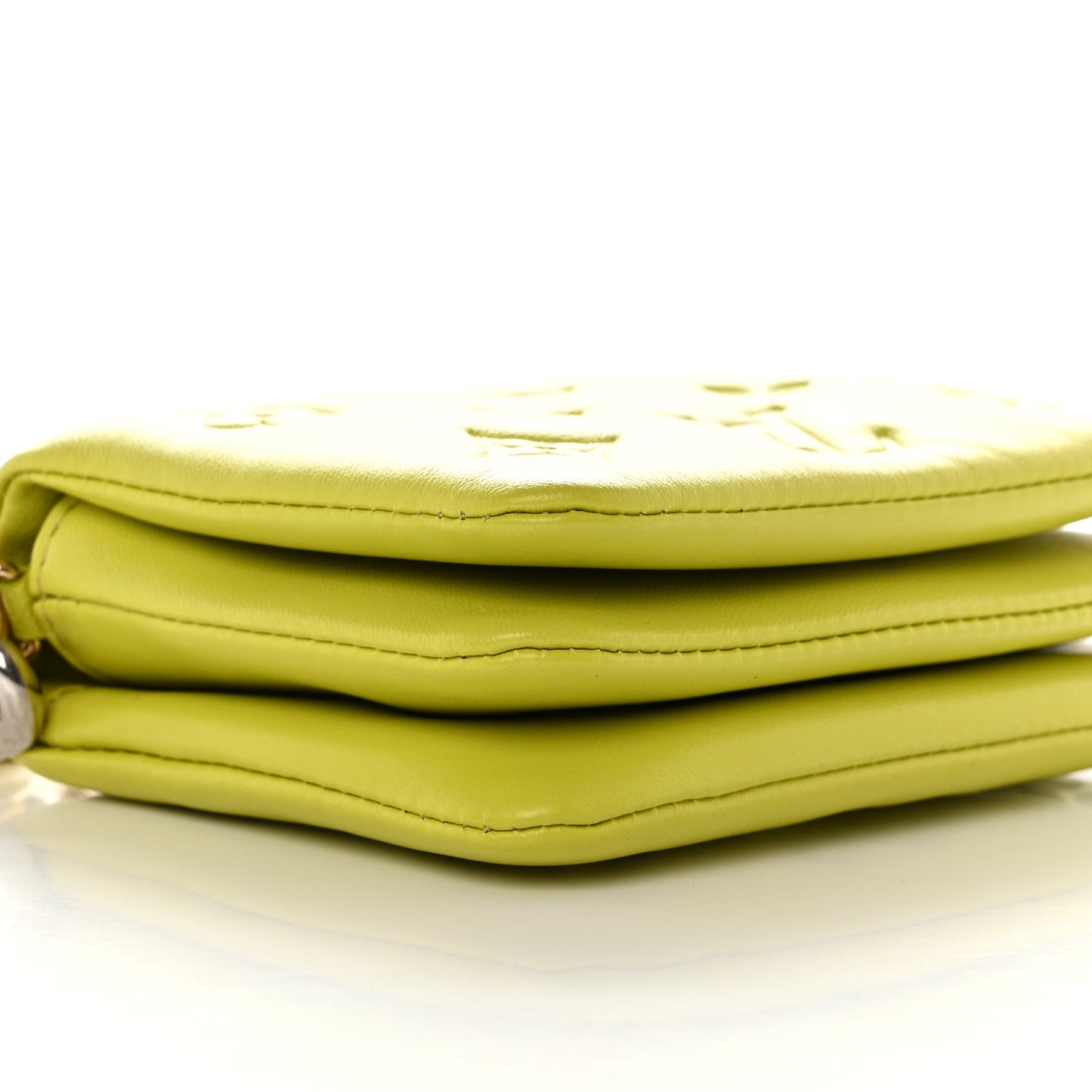 Lambskin Embossed Monogram Coussin Belt Vert Acide