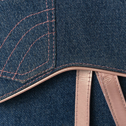 Christian Dior Patent Denim Jeans Saddle Bag Blue Pink 7 of 9