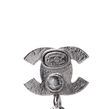 Chanel Crystal Pearl CC Drop Earrings Silver 4 of 4