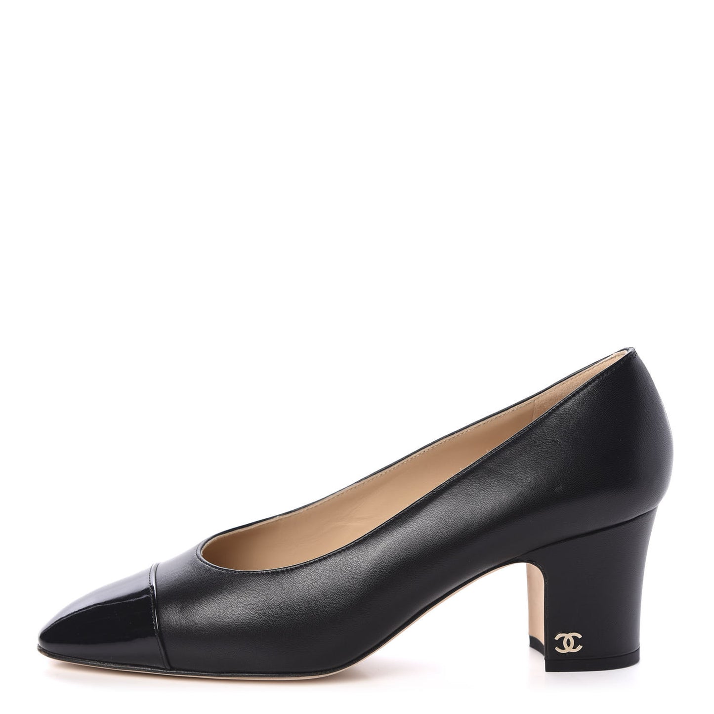Lambskin Patent CC Cap Toe Pumps 39 Black