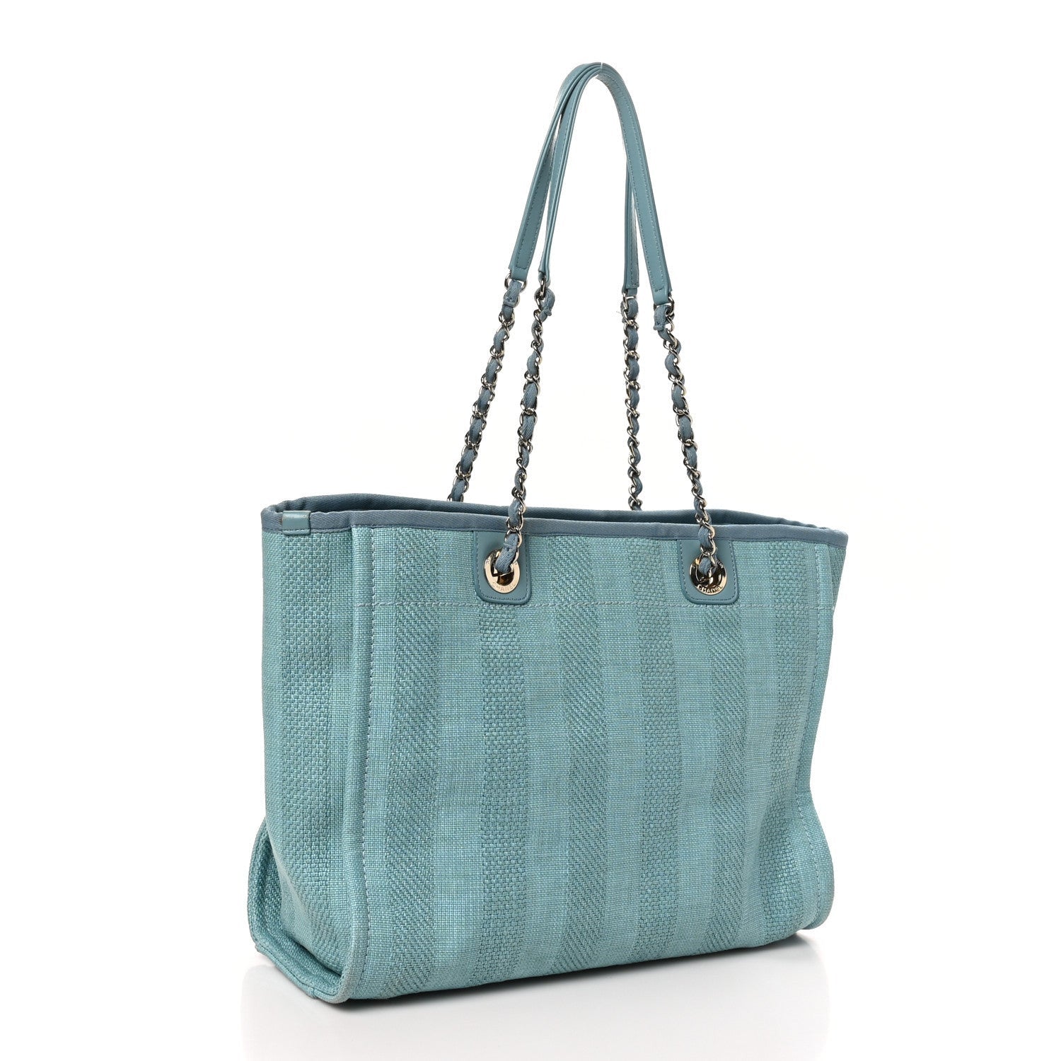 Chanel Mixed Fibers Striped Small Deauville Tote Blue 3 of 7