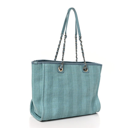 Chanel Mixed Fibers Striped Small Deauville Tote Blue 3 of 7