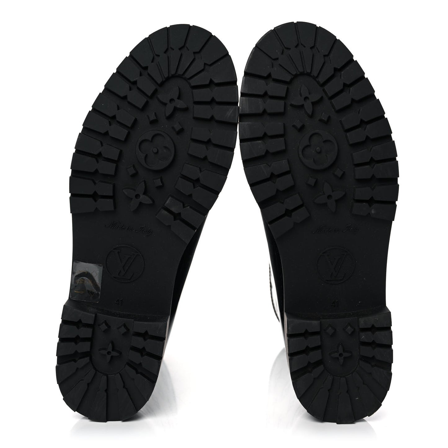 Rubber Embossed Monogram Drops Flat Half Boots 41 Black