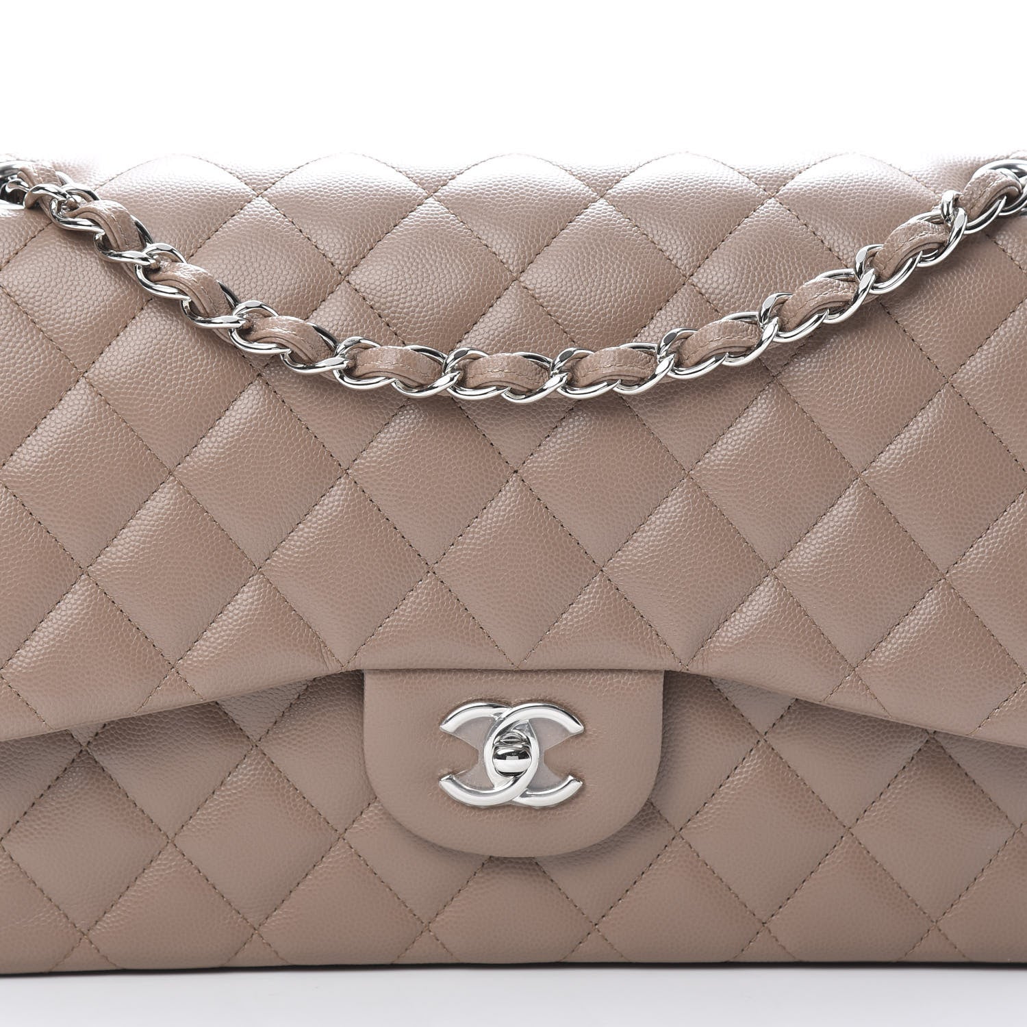 Chanel Caviar Quilted Jumbo Double Flap Dark Beige 8 of 11