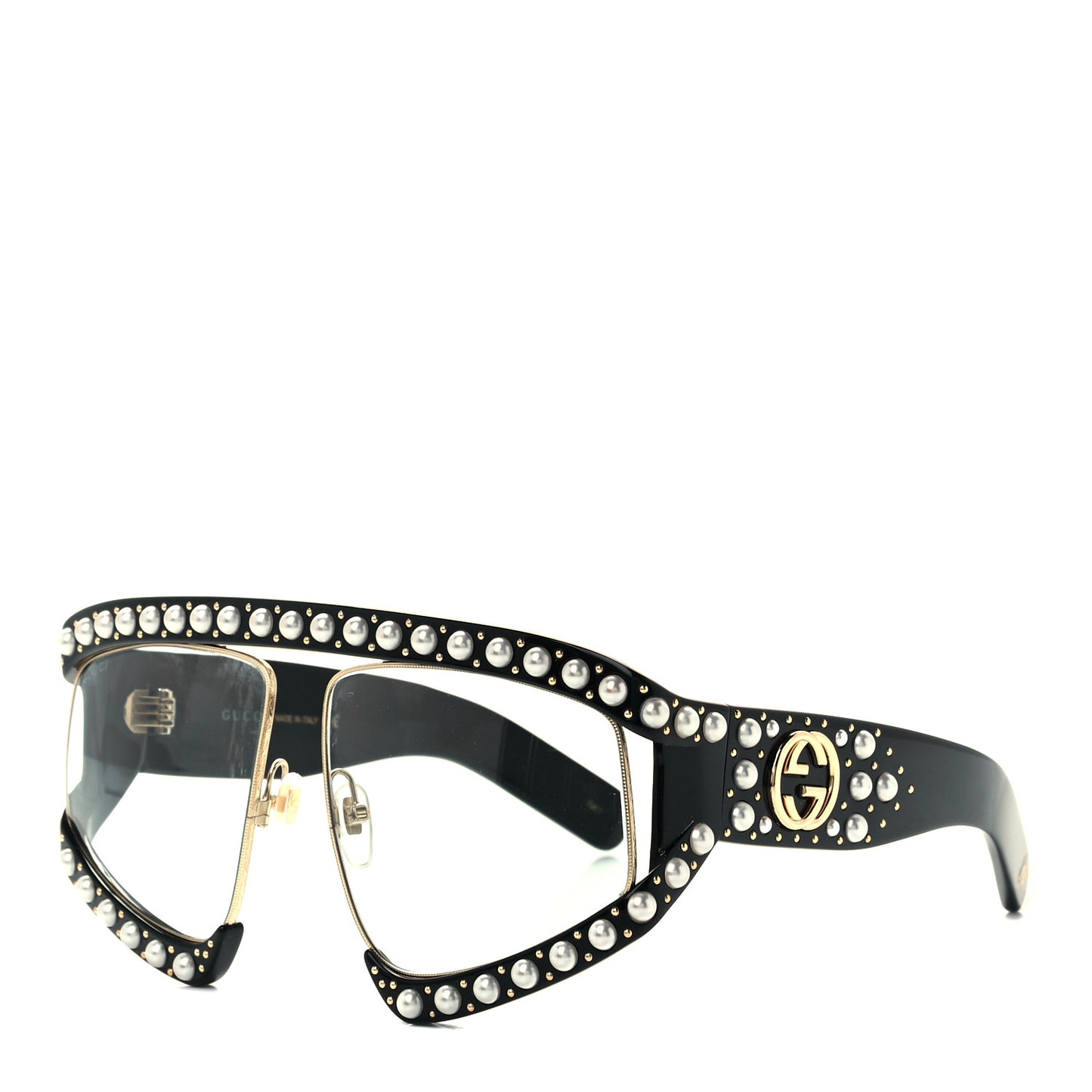 Acetate Pearl Rectangular Frame Sunglasses GG0234S Black