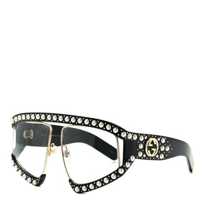 Gucci Acetate Pearl Rectangular Frame Sunglasses GG0234S Black 1 of 9