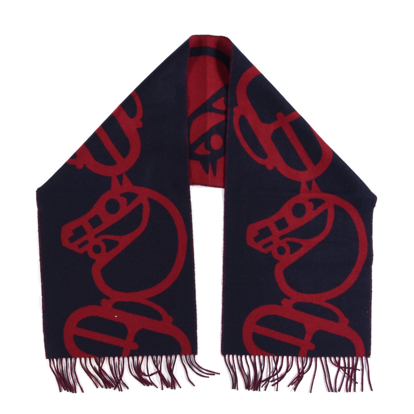 Cashmere Boucles et Camails Muffler Marine Bordeaux