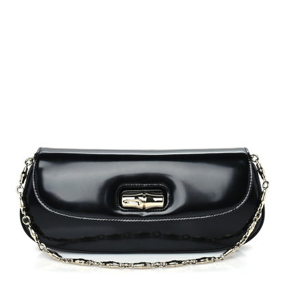 Gucci Shiny Calfskin Small Bamboo Night Bag Black 1 of 8