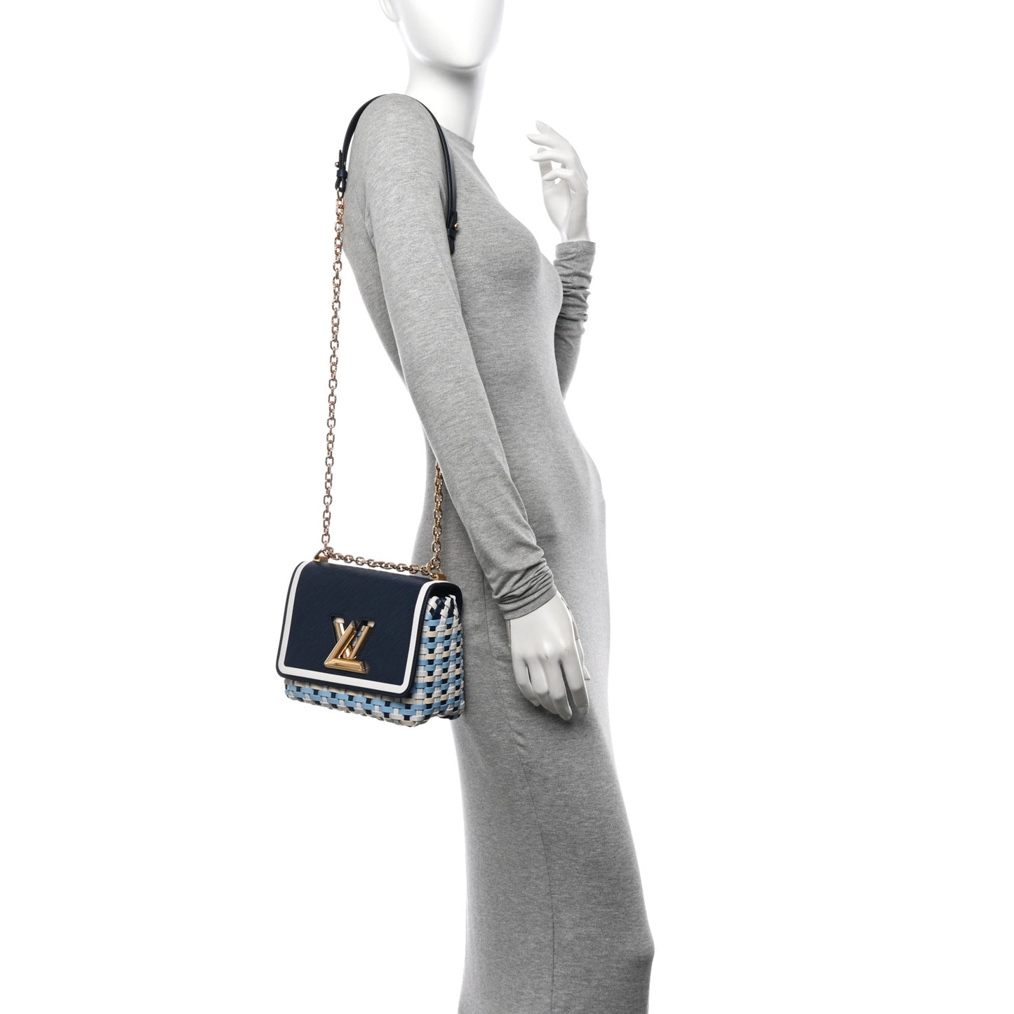 Epi Guinguette Twist Shoulder Bag MM Indigo Blue