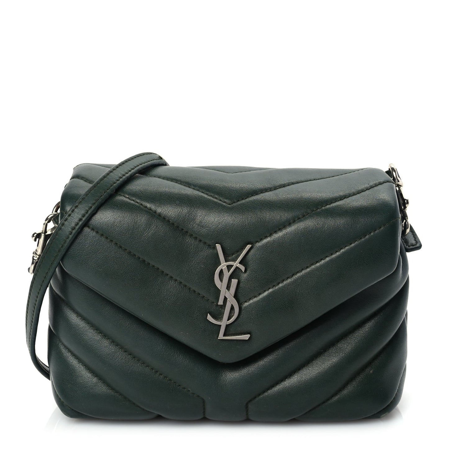 Calfskin Y Quilted Monogram Toy Loulou Crossbody Bag Deep Green