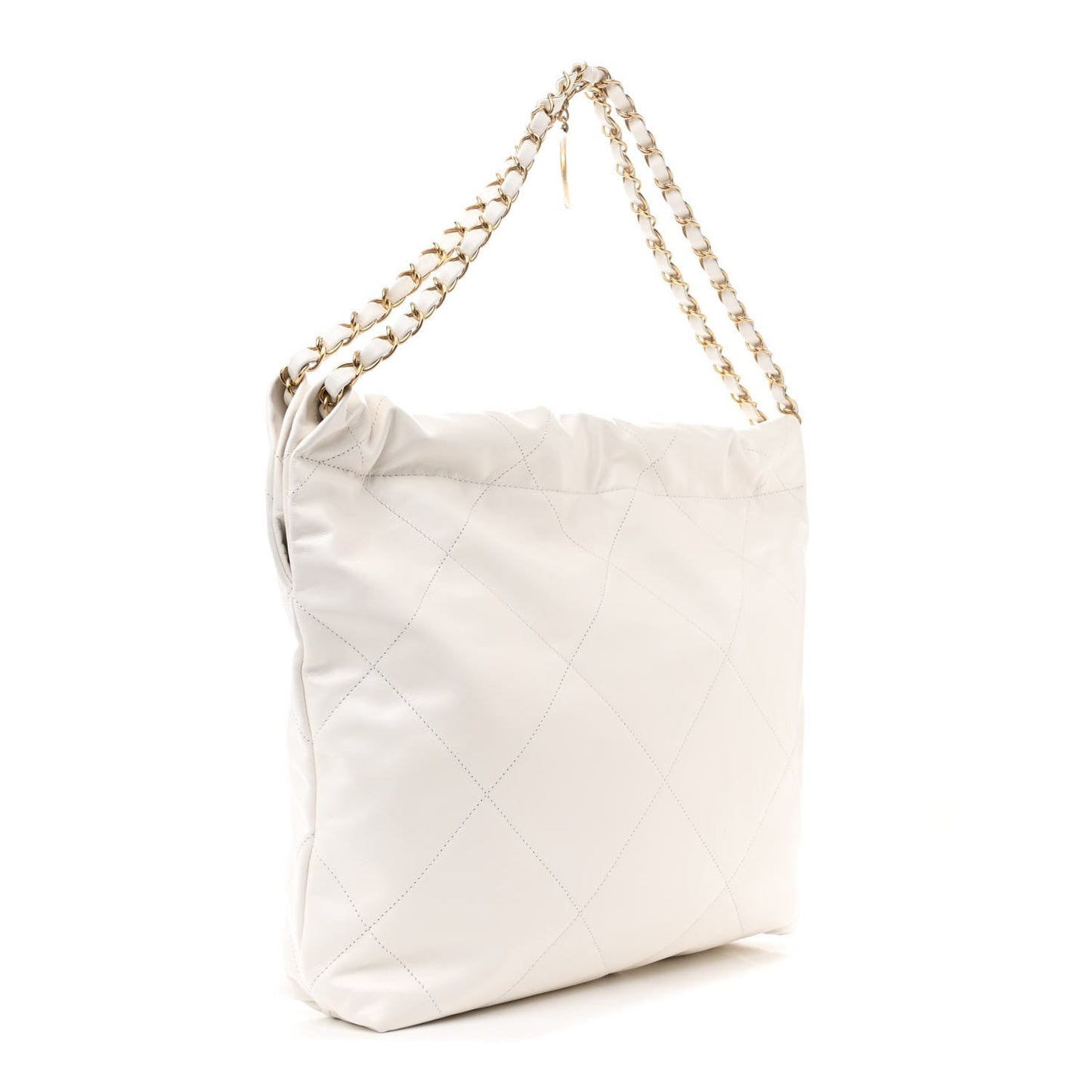 Shiny Calfskin Quilted Small 22 White