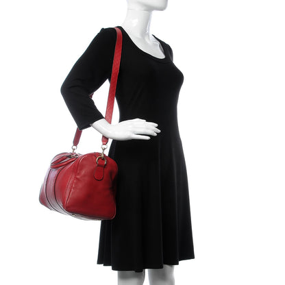 Gucci Calfskin Microguccissima Trim Medium Boston Raspberry Red 2 of 13