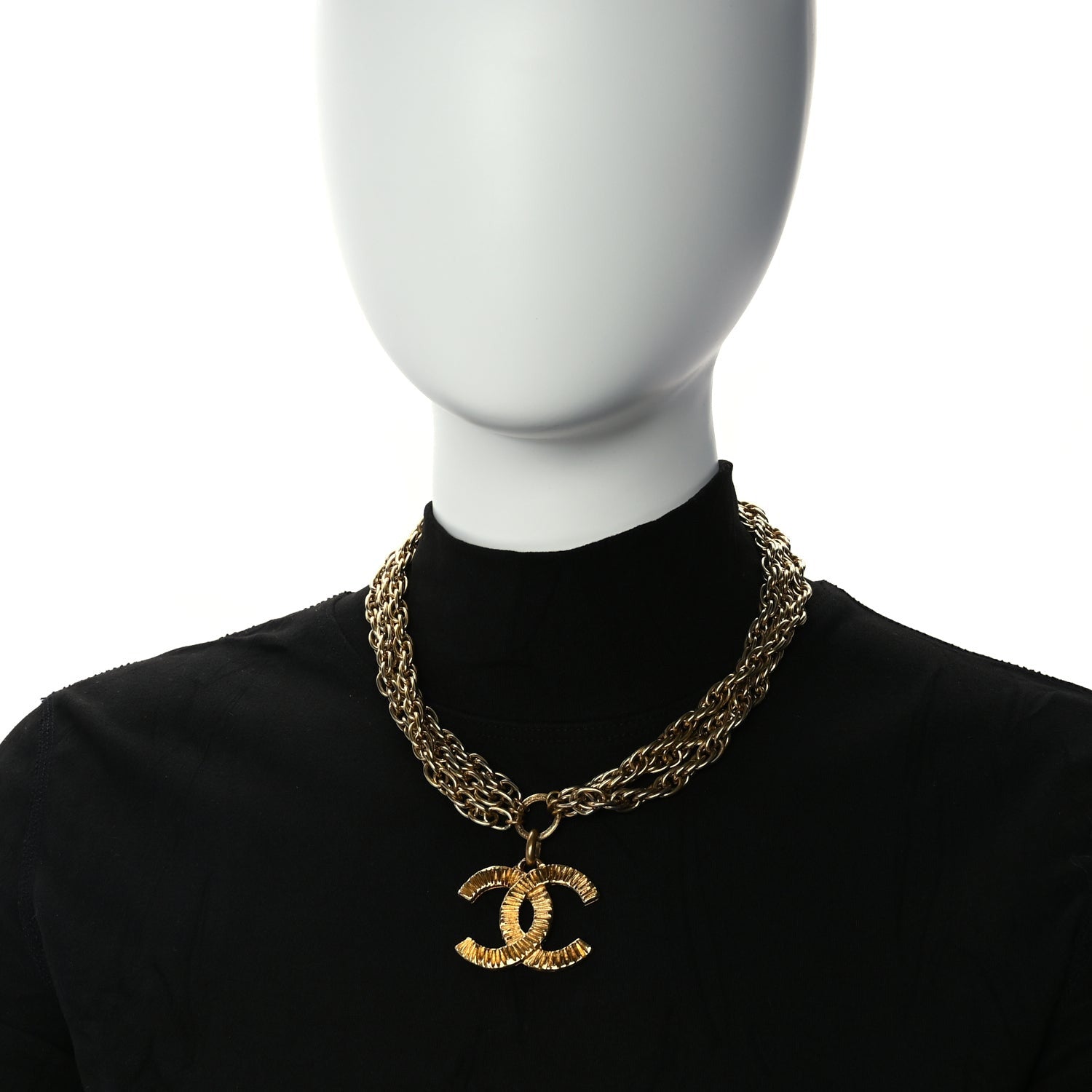 Chanel CC Chain Necklace Gold Gold 2 of 4