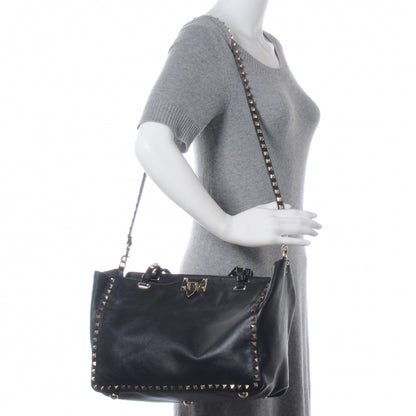 Valentino Garavani Vitello Medium Rockstud Tote Black 2 of 7