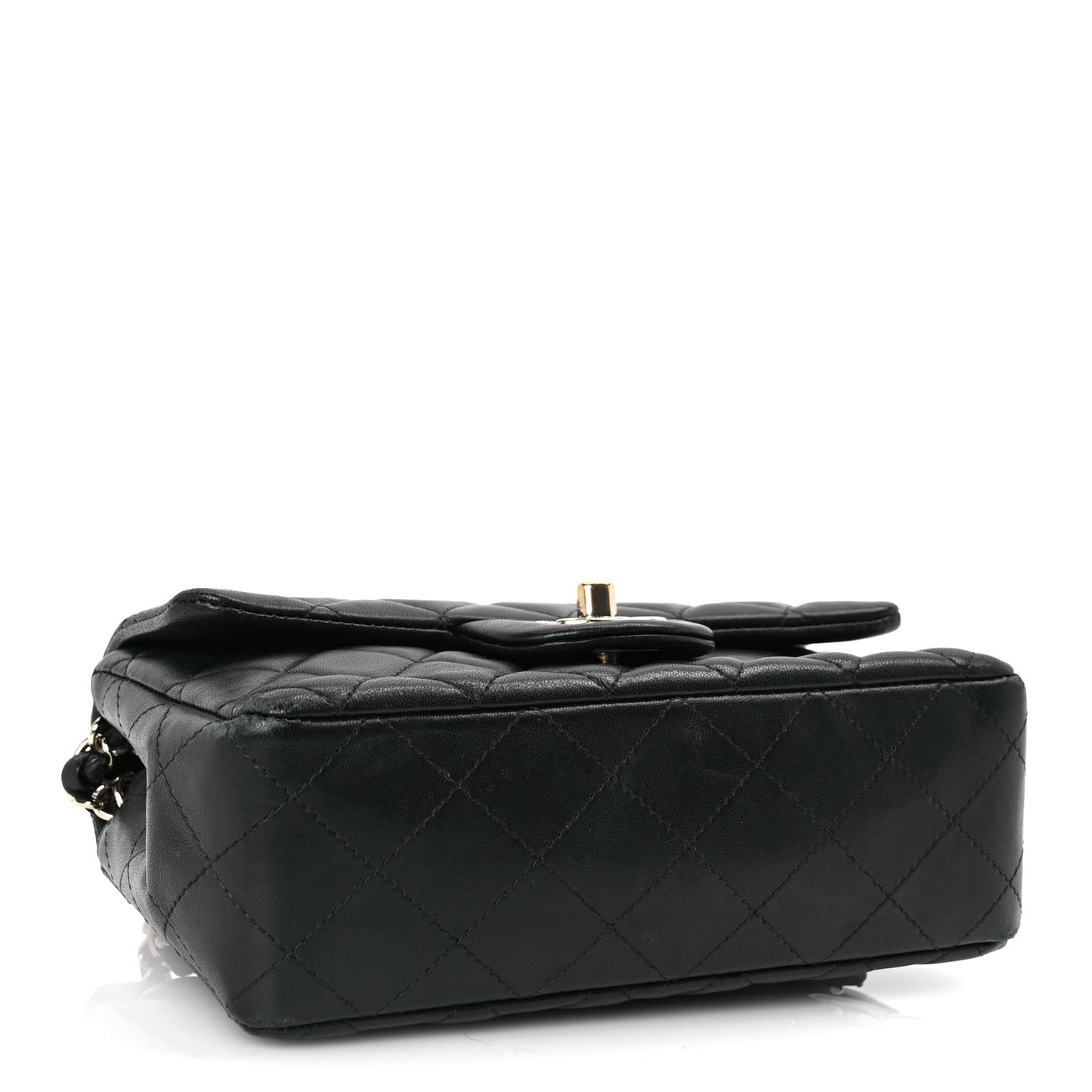 Lambskin Quilted Mini Rectangular Flap Black