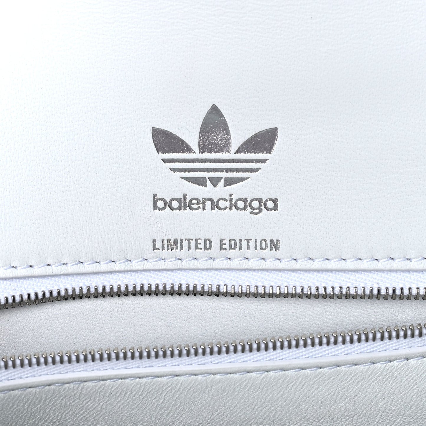 X ADIDAS Shiny Box Calfskin Small Hourglass Top Handle Bag  Off White Black