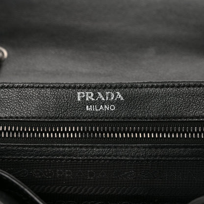 Prada Glace Calfskin Studded Crossbody Black White 5 of 9
