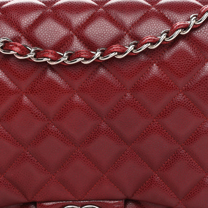 Chanel Caviar Quilted Maxi Double Flap Dark Red 7 of 9