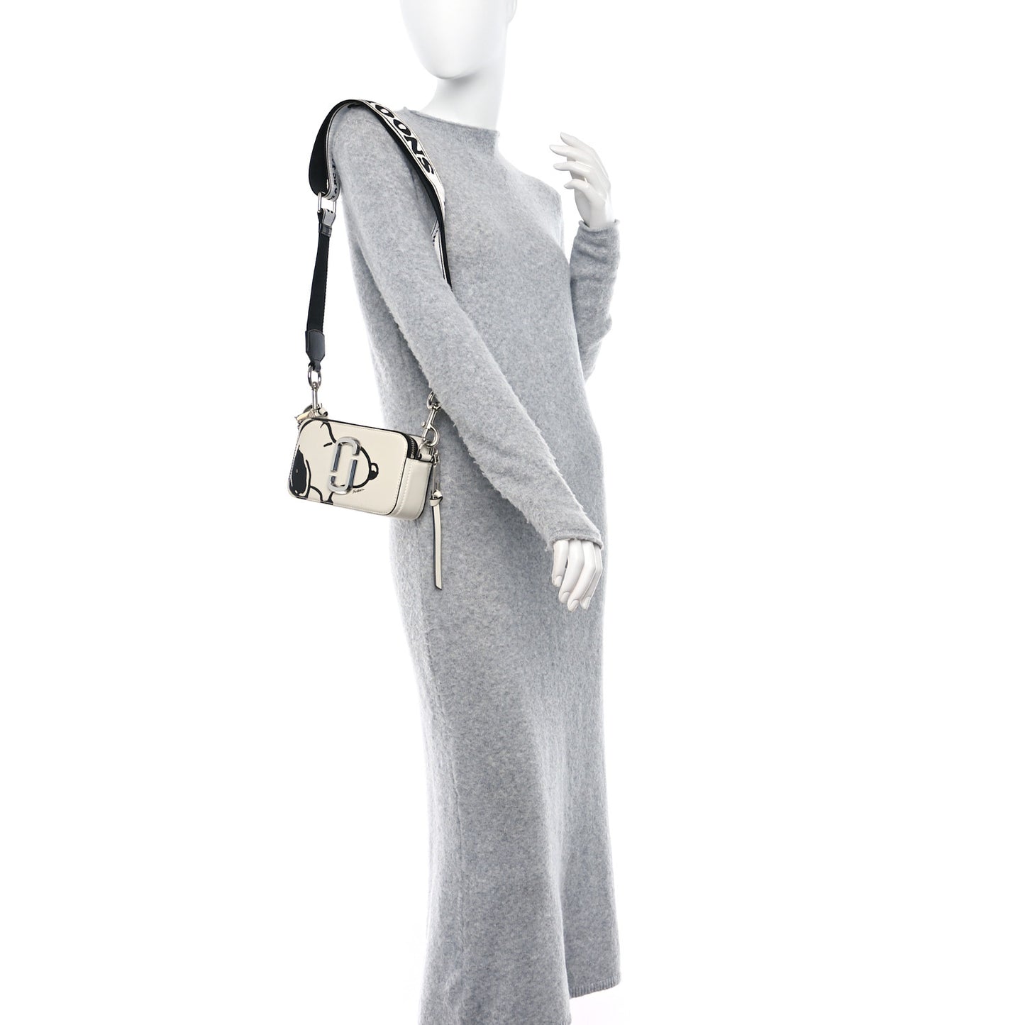 X Peanuts Saffiano Small Snoopy Snapshot Camera Bag White Black